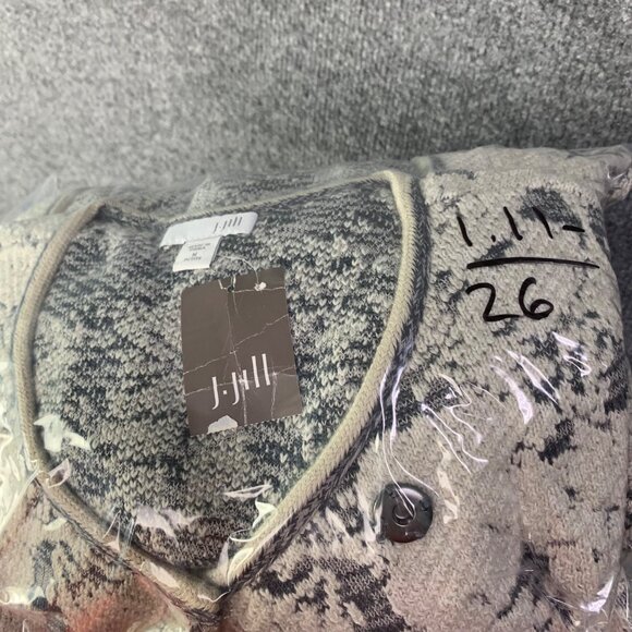 NWT J. Jill Oatmeal HM Womens Floral Knit Cardigan Jacket Beige & Gray M Petite - Picture 14 of 14